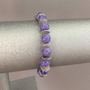 Purple and silver bead bracelet